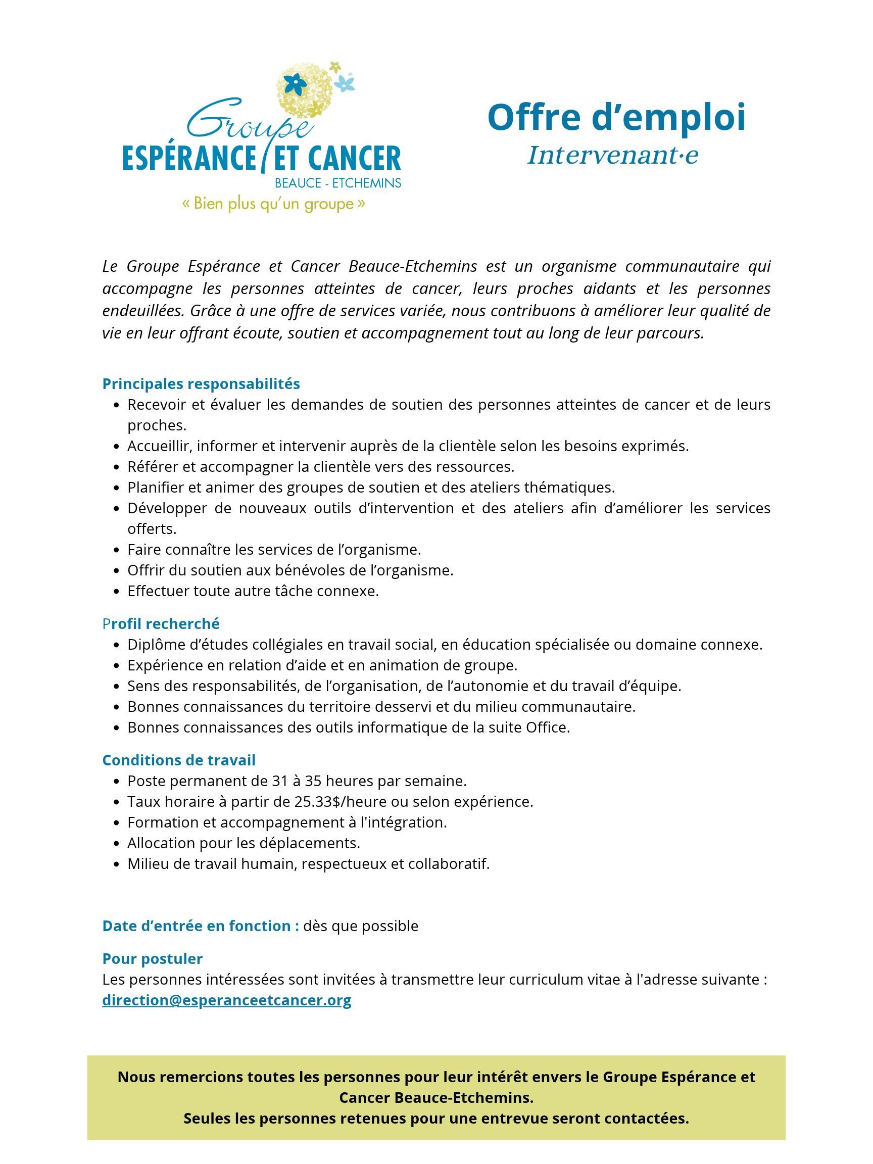 Groupe Espérance et Cancer