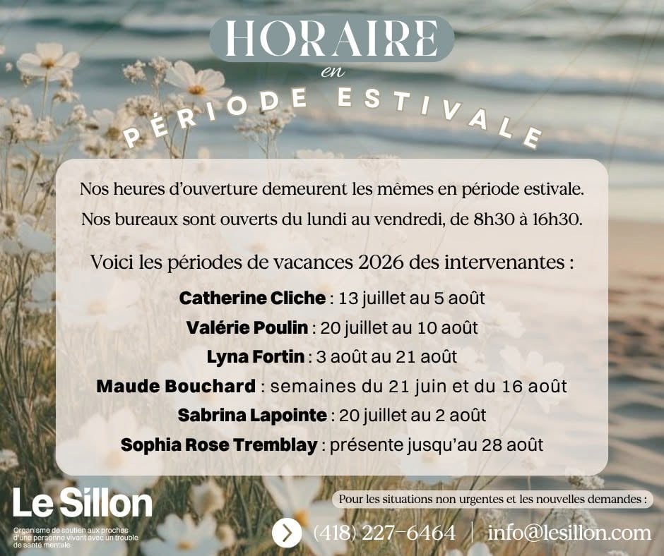 Le Sillon – Organisme de soutien aux proches d'une personne vivant avec un trouble de santé mentale.