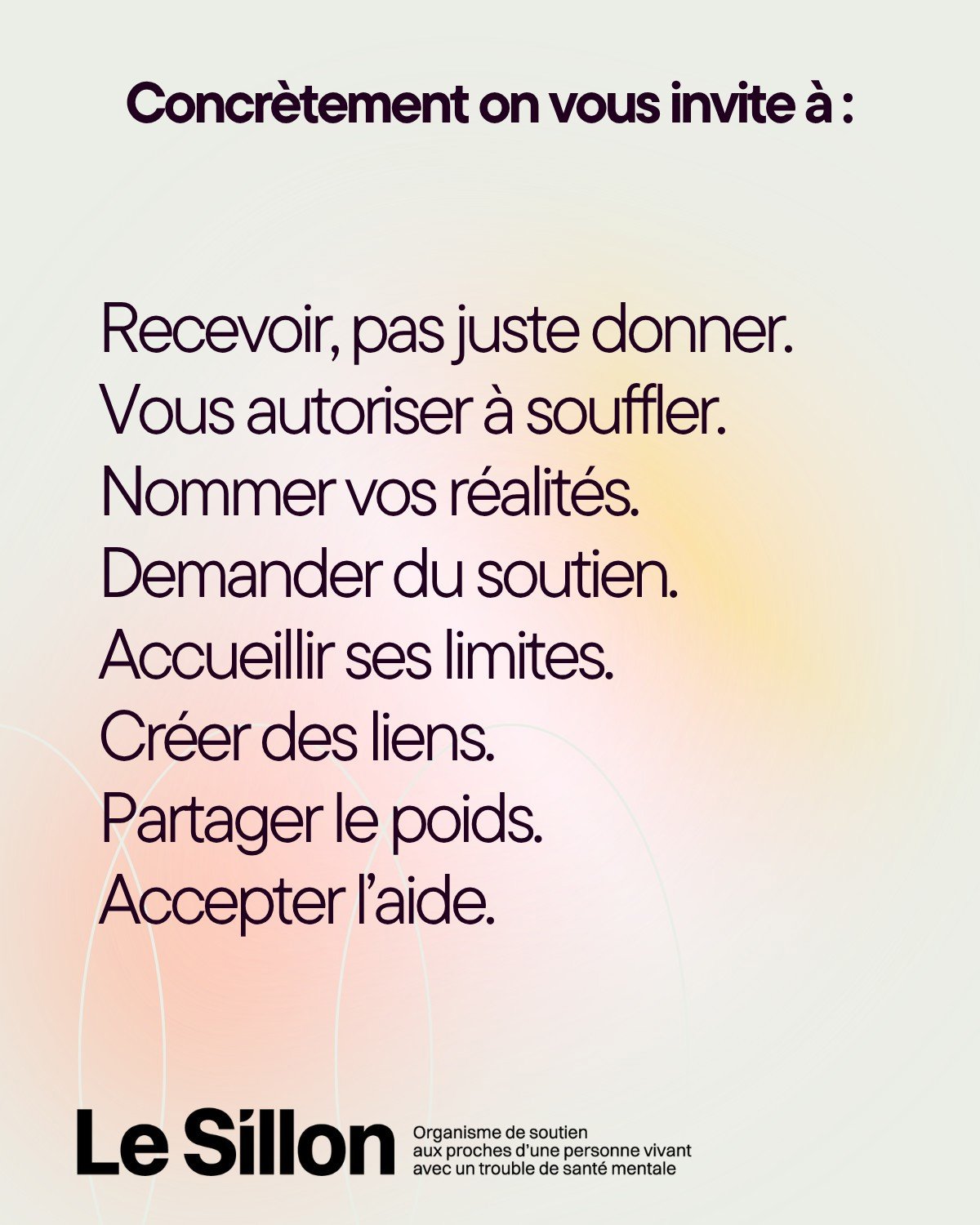 Le Sillon – Organisme de soutien aux proches d'une personne vivant avec un trouble de santé mentale.