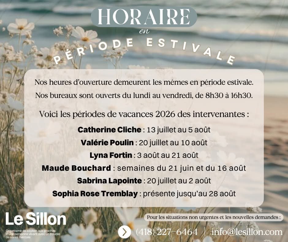Le Sillon – Organisme de soutien aux proches d'une personne vivant avec un trouble de santé mentale.