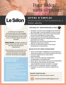 Publication image Le Sillon – Organisme de soutien aux proches d'une personne vivant avec un trouble de santé mentale.